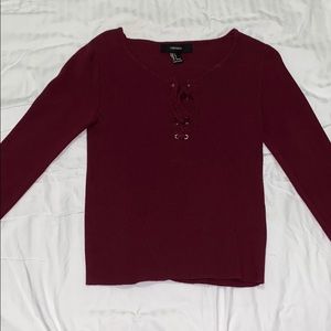 Long Sleeve Burgundy Top